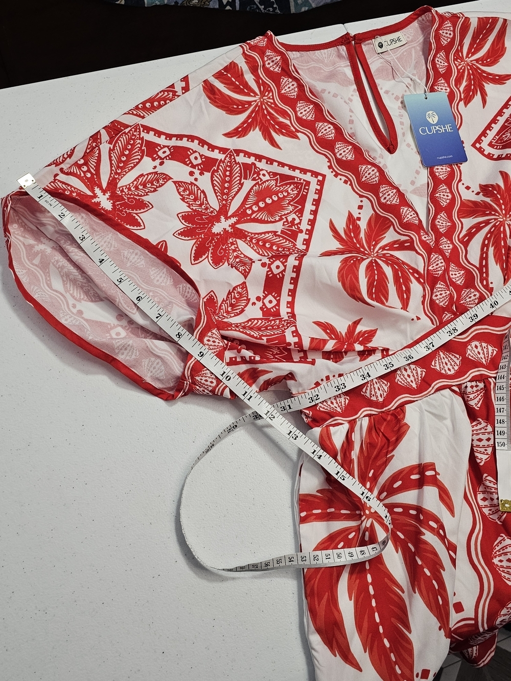 Cupshe Carmel Beach Tropical Print Romper Red White Island Vacation Medium - Picture 14 of 16